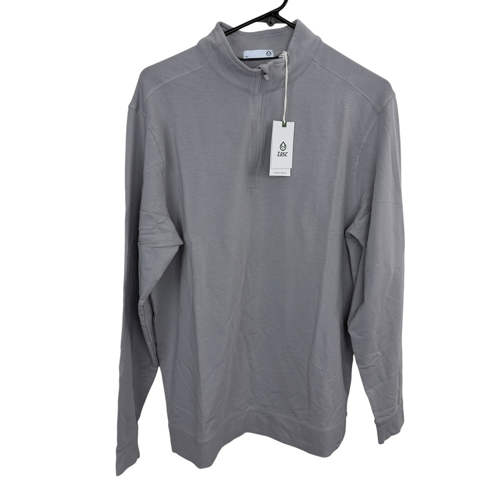 tasc Cloud 1/4 Zip Mens Medium Silver Grey French Terry Pullover TM616-040AB